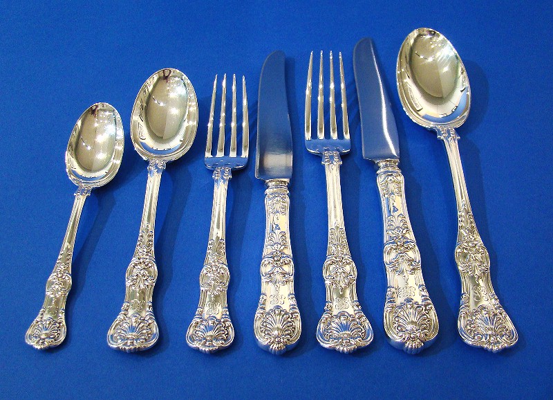 A Sterling Silver Antique 88Piece 'English King' Pattern Cutlery Set